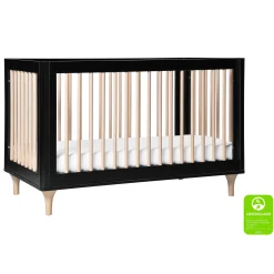 Hot Lolly 3-in-1 Convertible Crib with Toddler Bed Conversion - Black / Washed Natural Cribs & Mattresses|Cribs & Mattresses