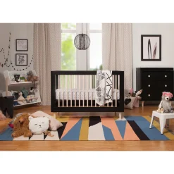 Hot Lolly 3-in-1 Convertible Crib with Toddler Bed Conversion - Black / Washed Natural Cribs & Mattresses|Cribs & Mattresses