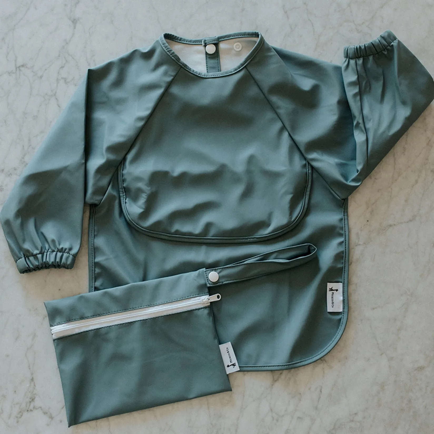 Online Long-sleeved Bib with integrated pocket 6-24m - Majestic Blue Kids Bibs|Breastfeeding