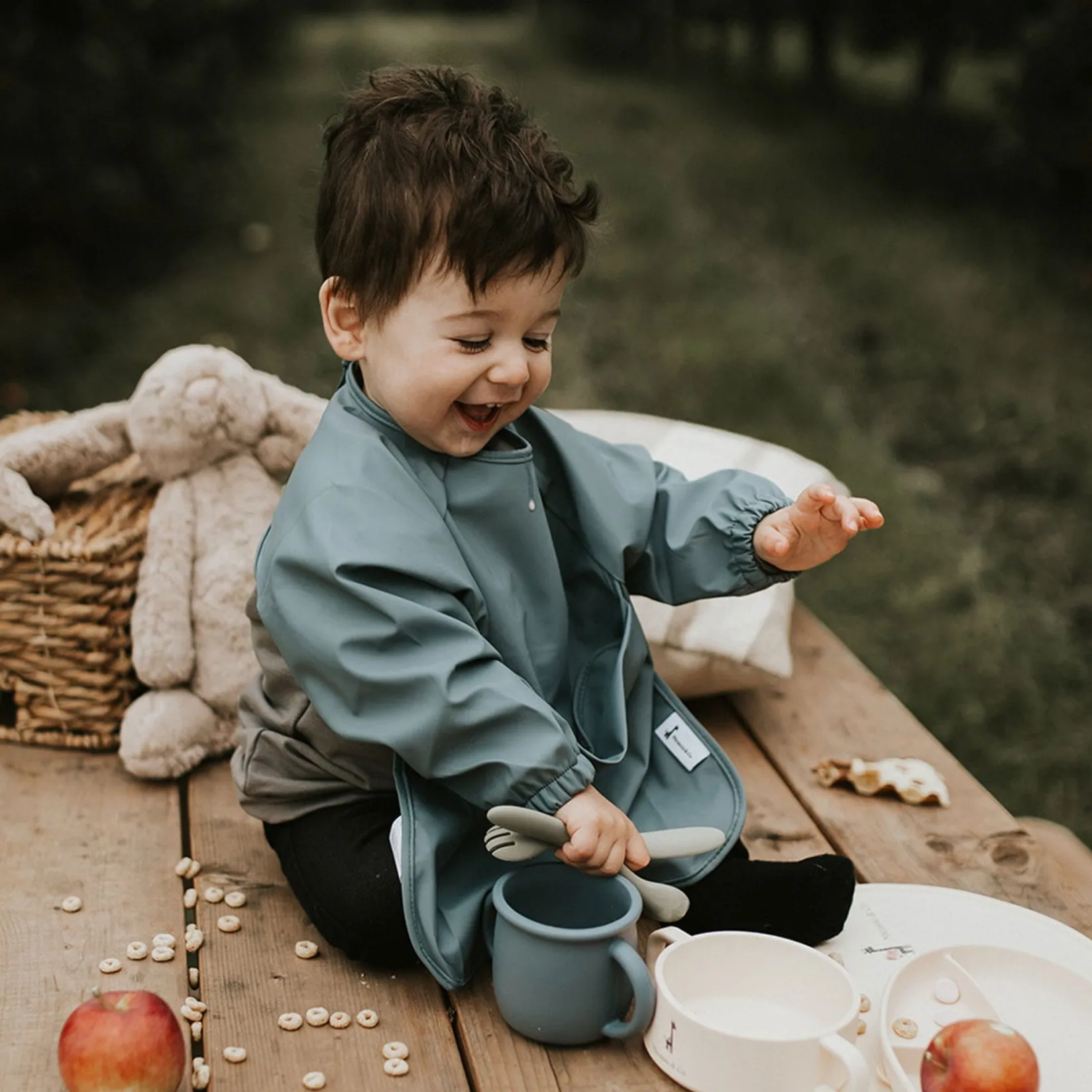 New Long-sleeved Bib with integrated pocket 6-24m - Sage Kids Bibs|Breastfeeding