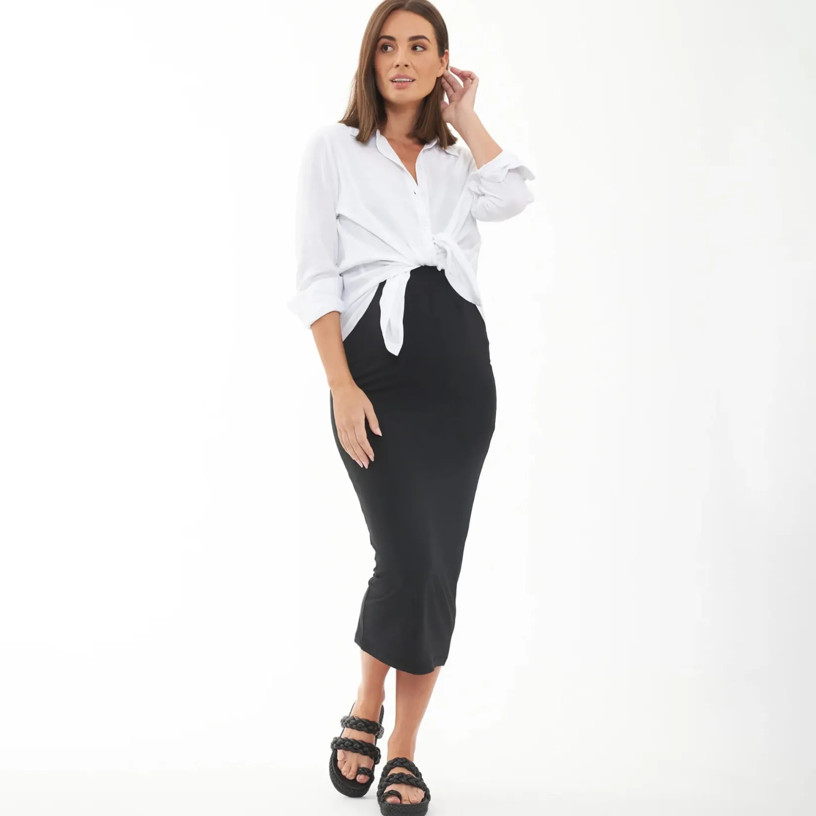 Dresses, Skirts & Jumpsuits>Ripe Luxe Knit Contour Dress Black