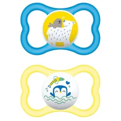 Pacifiers & Clips|Pacifiers & Clips>Mam Baby 6m+ Sensitive Skin Air Orthodontic Pacifier (2) - Blue