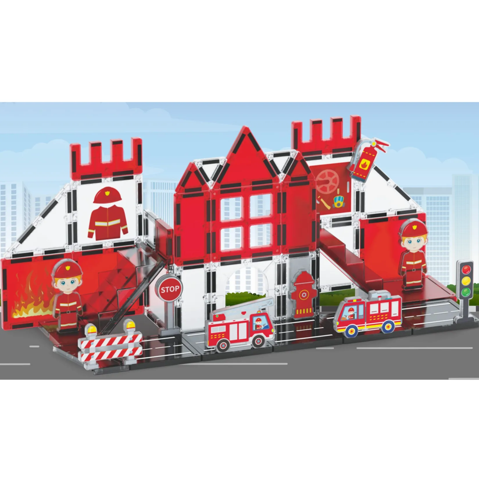 Assembly & Construction>Bebe Confort Magnetic Tiles - Firefighters