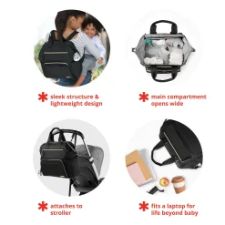 Diaper Bags|Diaper Bags>Skip Hop Mainframe Wide Open Diaper Backpack - Black
