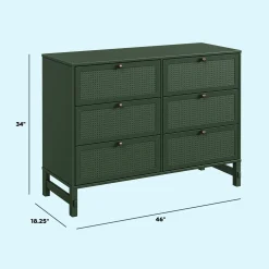 Clearance Margot 6 Drawers Dresser - Forest Green Storage Furniture