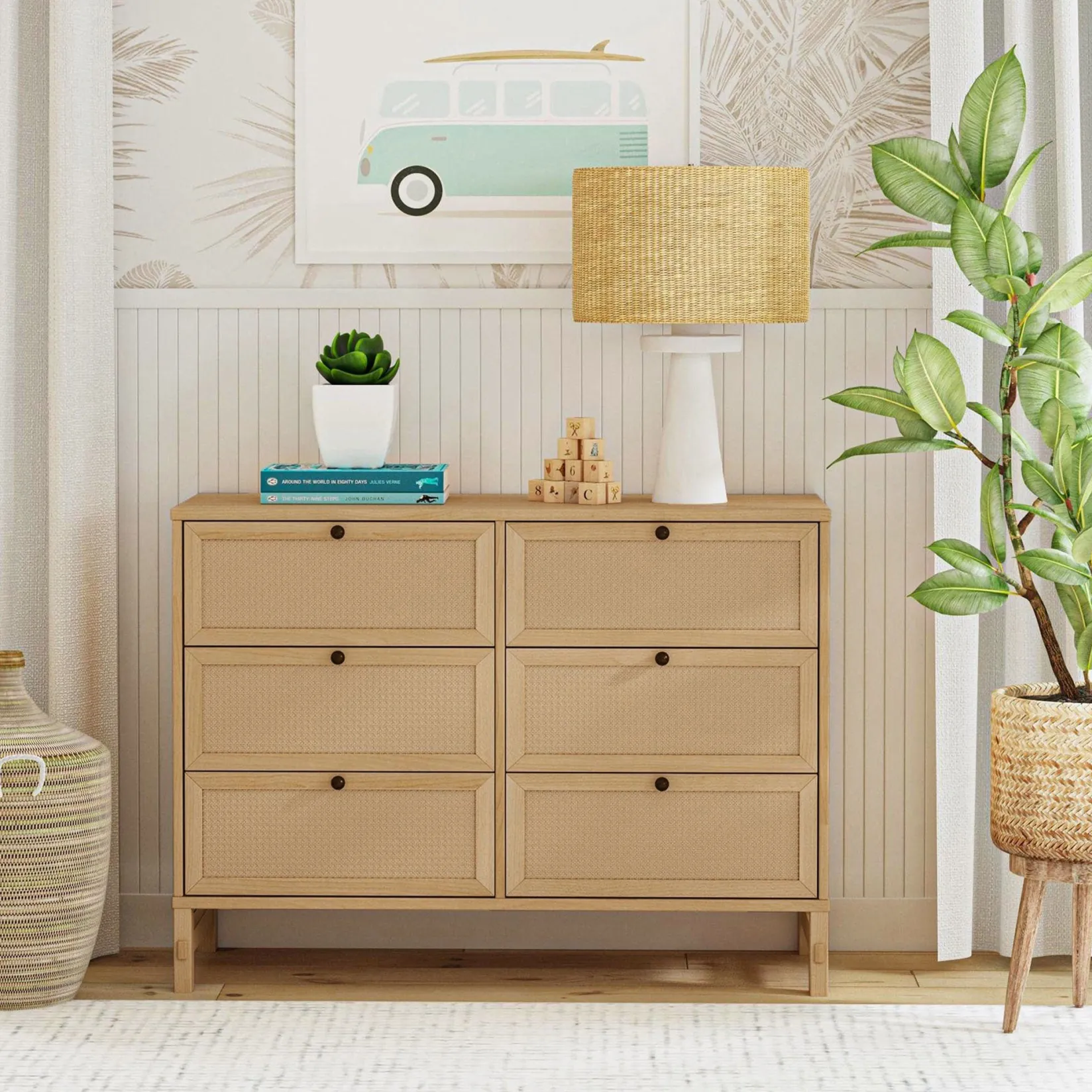 Outlet Margot 6-Drawer Dresser - Honey Storage Furniture