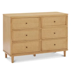 Storage Furniture>Namesake Marin with Cane 6 Drawer Assembled Dresser - Honey and Honey Cane