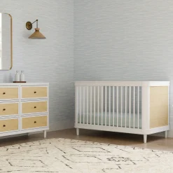 Outlet Marin with Cane 3-in-1 Convertible Crib - Warm White and Honey Cane Cribs & Mattresses|Cribs & Mattresses