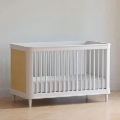 Outlet Marin with Cane 3-in-1 Convertible Crib - Warm White and Honey Cane Cribs & Mattresses|Cribs & Mattresses