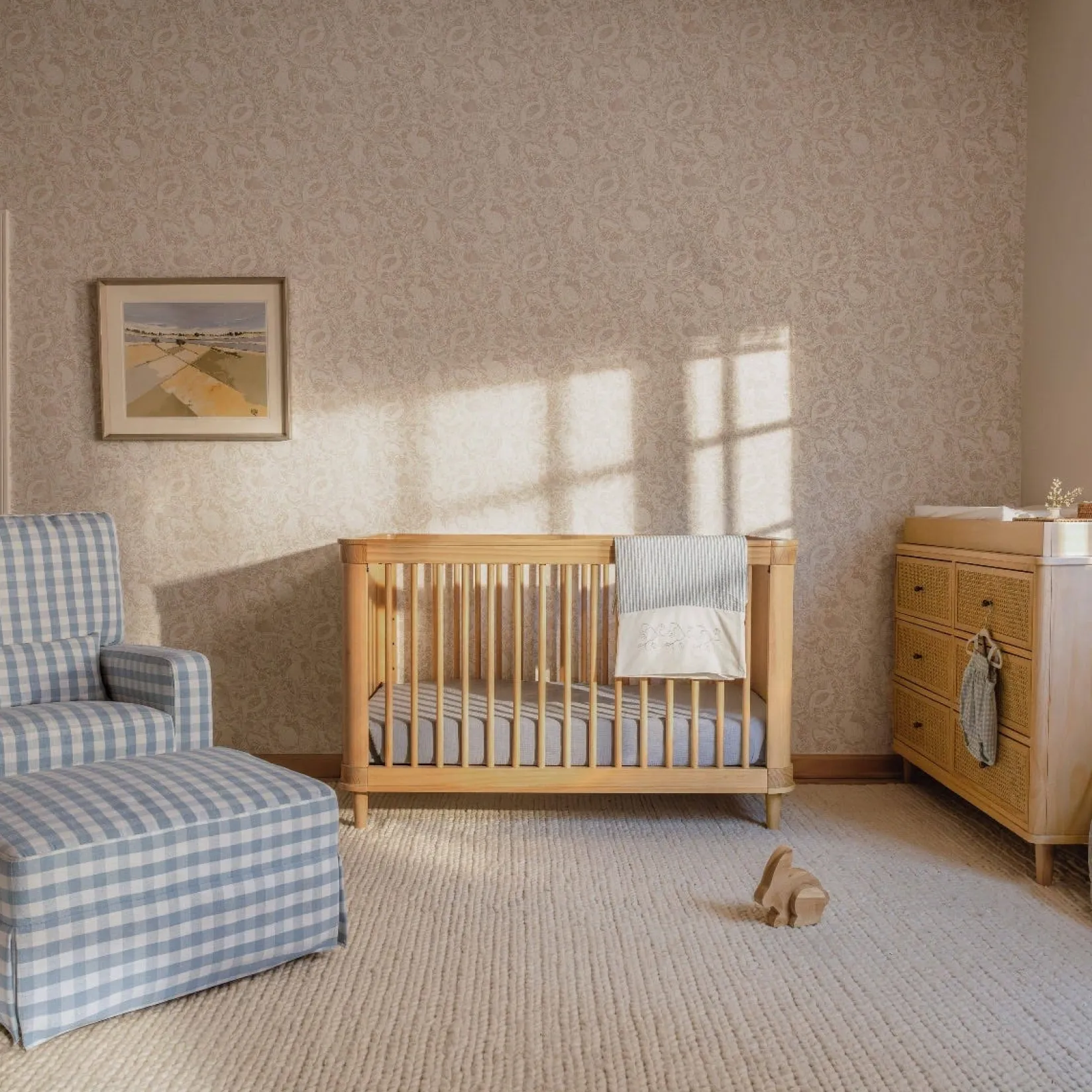 Cribs & Mattresses|Cribs & Mattresses>Namesake Marin with Cane 3-in-1 Convertible Crib - Honey and Honey Cane