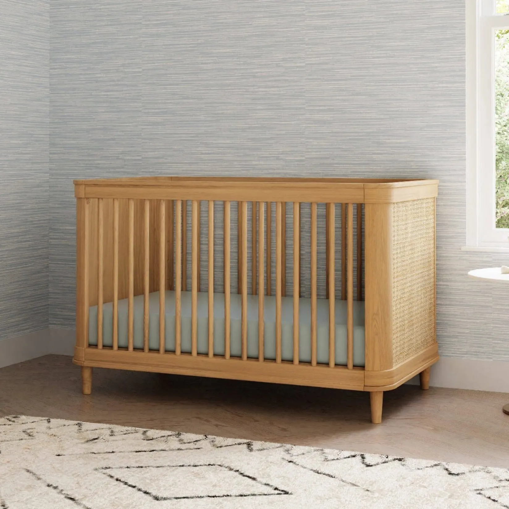 Cribs & Mattresses|Cribs & Mattresses>Namesake Marin with Cane 3-in-1 Convertible Crib - Honey and Honey Cane