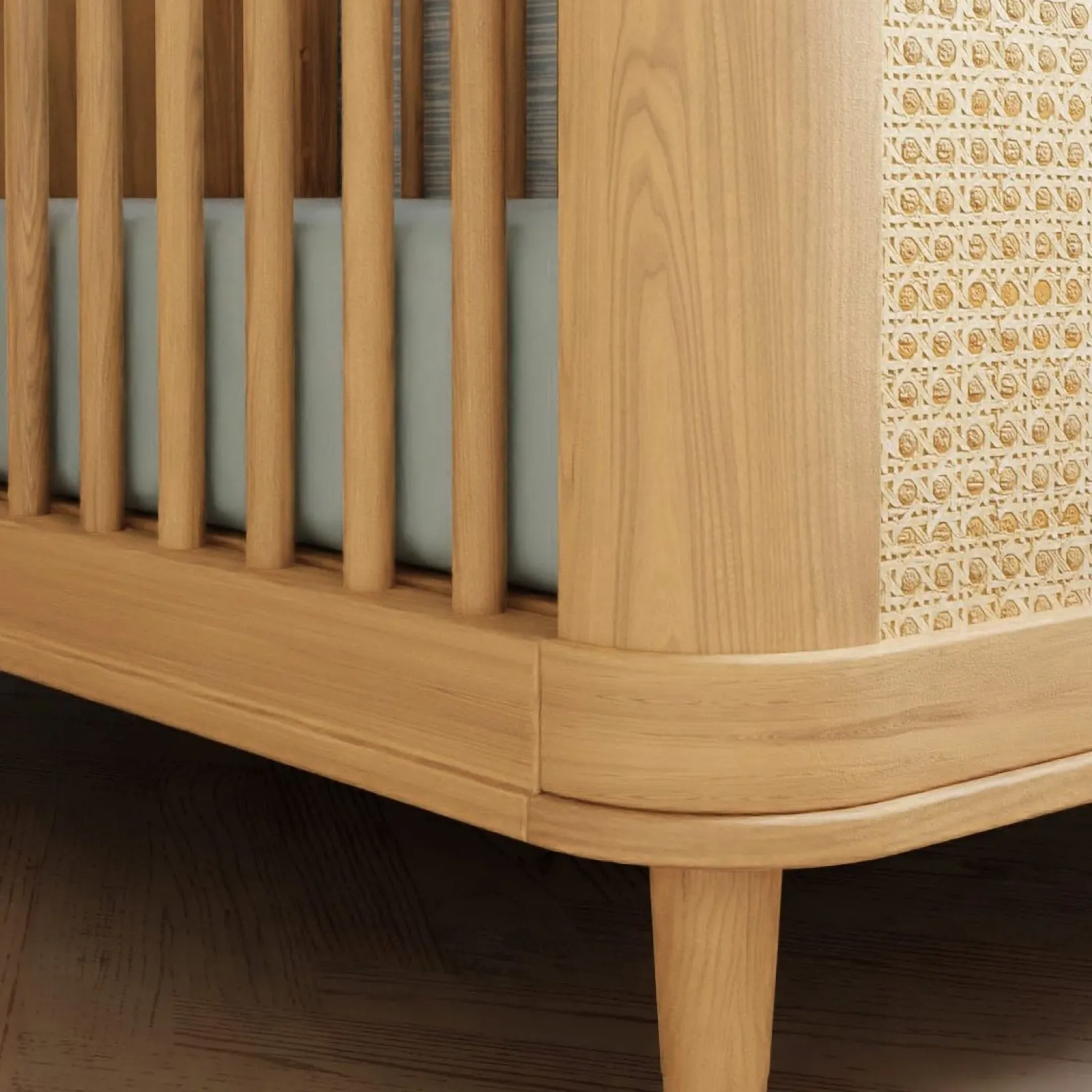 Cribs & Mattresses|Cribs & Mattresses>Namesake Marin with Cane 3-in-1 Convertible Crib - Honey and Honey Cane