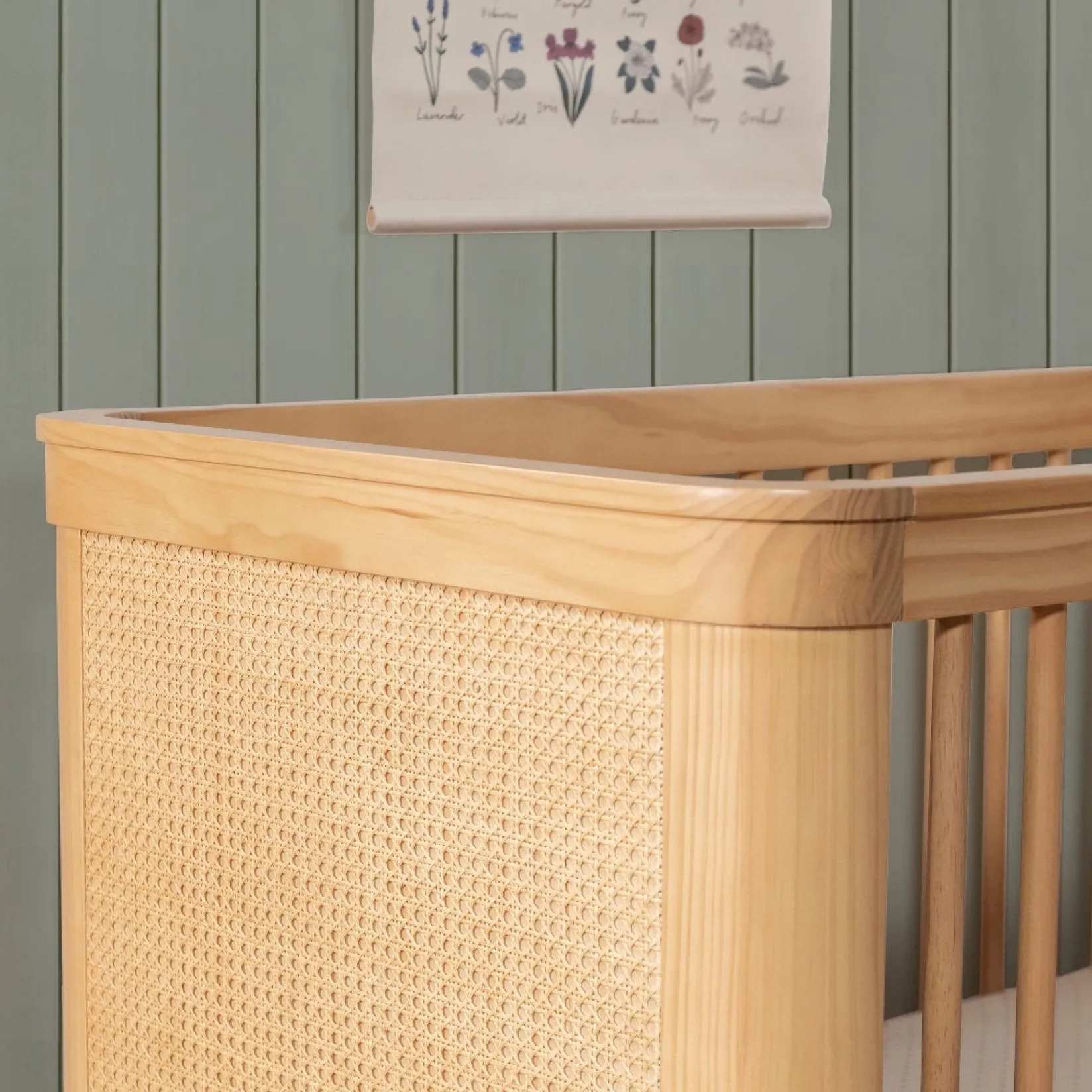Cribs & Mattresses|Cribs & Mattresses>Namesake Marin with Cane 3-in-1 Convertible Crib - Honey and Honey Cane