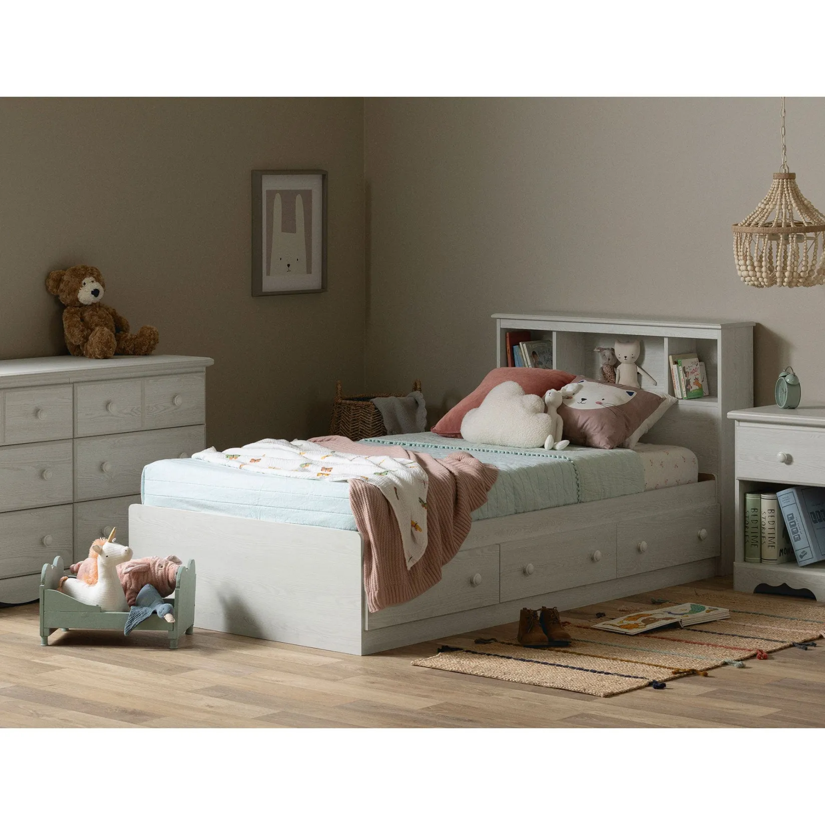 Twin, Full & Queen Beds>South Shore Mates bed Summer Breeze - White Pine
