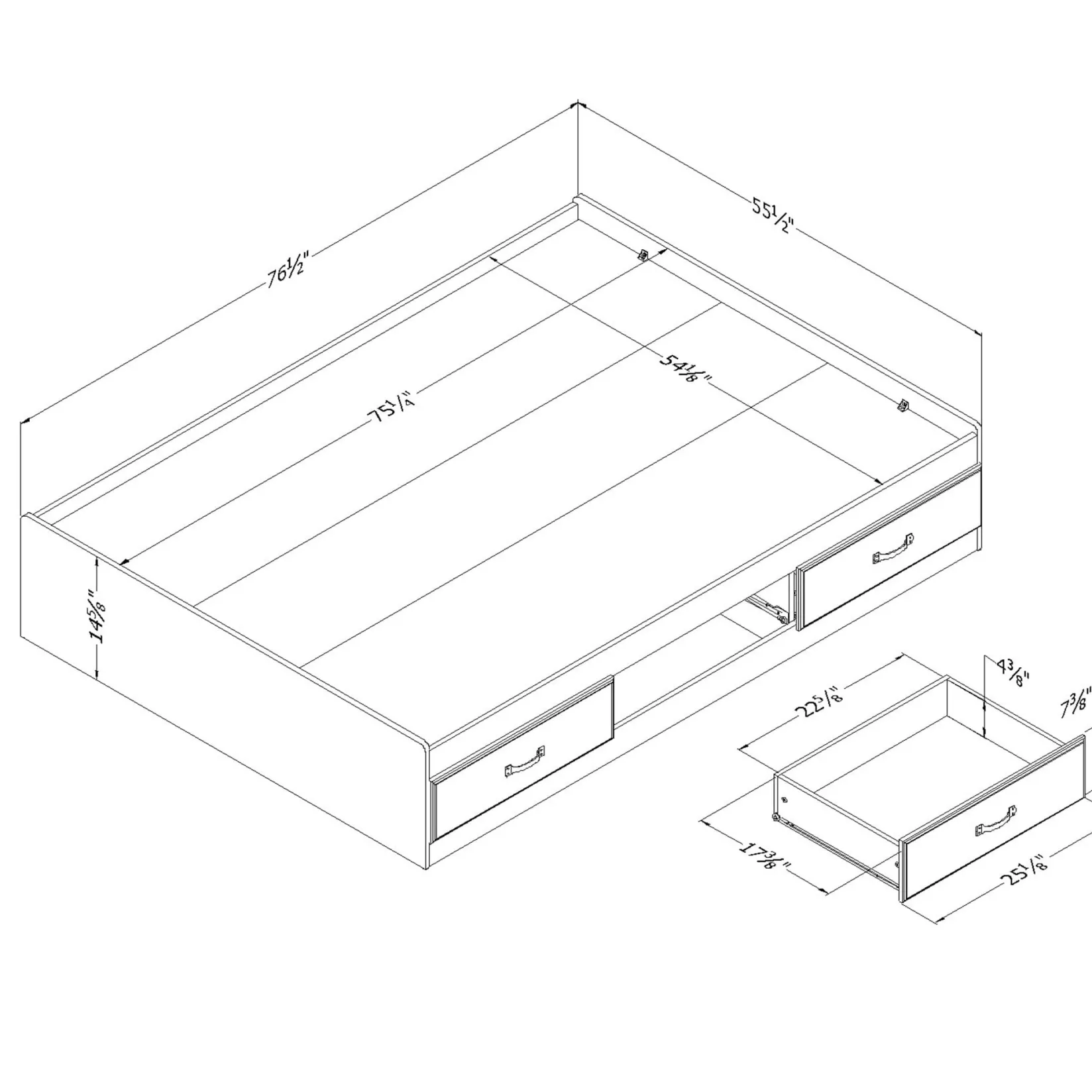 Discount Mates Bed with 3 Drawers - Ulysses Blueberry Twin, Full & Queen Beds