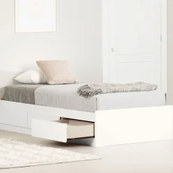 Clearance Mates Twin Bed with 3 drawers - Pure White Twin, Full & Queen Beds