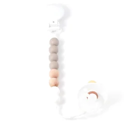 New Maxi Wood Pacifier Clip - Taupe Pacifiers & Clips|Pacifiers & Clips