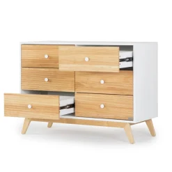 Online Merry 6-Drawer Dresser - White/Natural Storage Furniture