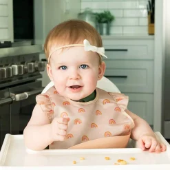 Mess proof Silicone Pocket Bib Ruffle - Boho Rainbow Bibs|Breastfeeding