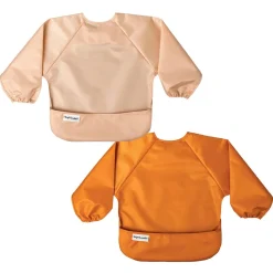 Bibs|Breastfeeding>Tiny Twinkle Mess-proof Full Sleeve Bib 2 Pack - Sand / Cinnamon