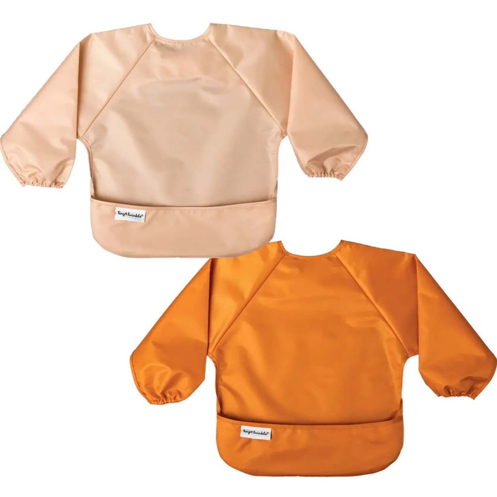 Bibs|Breastfeeding>Tiny Twinkle Mess-proof Full Sleeve Bib 2 Pack - Sand / Cinnamon
