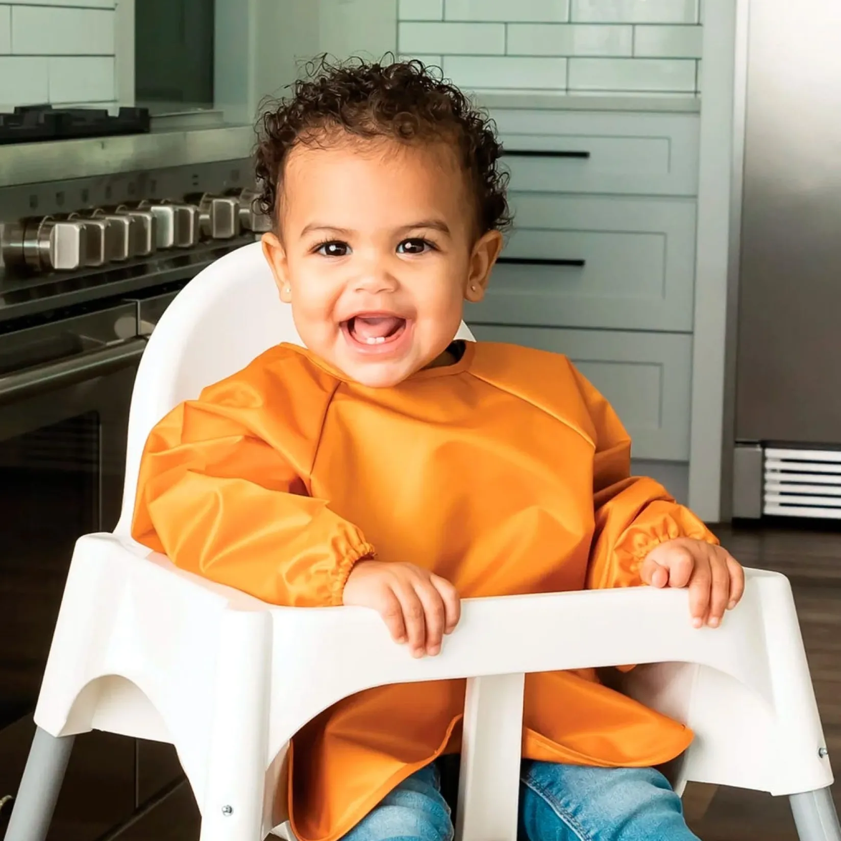 Bibs|Breastfeeding>Tiny Twinkle Mess-proof Full Sleeve Bib 2 Pack - Sand / Cinnamon