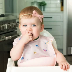 Bibs|Breastfeeding>Tiny Twinkle Mess-proof Silicone Pocket Bib Ruffle - Unicorn Confetti