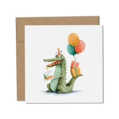 Sale Mini Birthday Card - Rocco the Crocodile Greeting Cards|Party Supplies