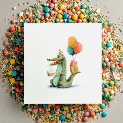 Sale Mini Birthday Card - Rocco the Crocodile Greeting Cards|Party Supplies