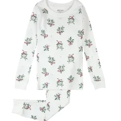 Pajamas & Bathrobes|Pajamas & Bathrobes>Petit Lem Mistletoe Pajamas 2-7 Ivory