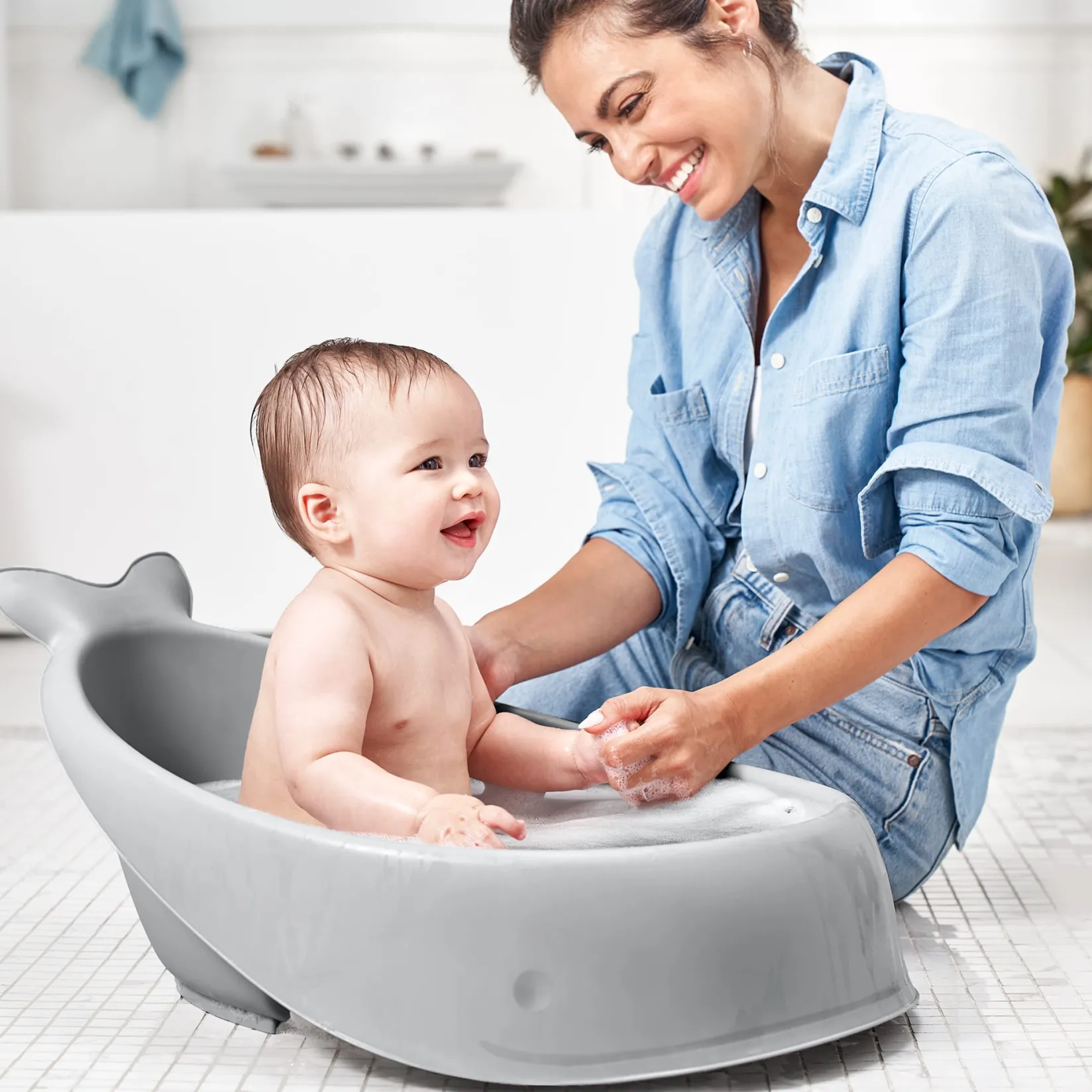 Moby Smart Sling 3-Stage Tub - Gray Baby Baths & Seats|Bath Accessories