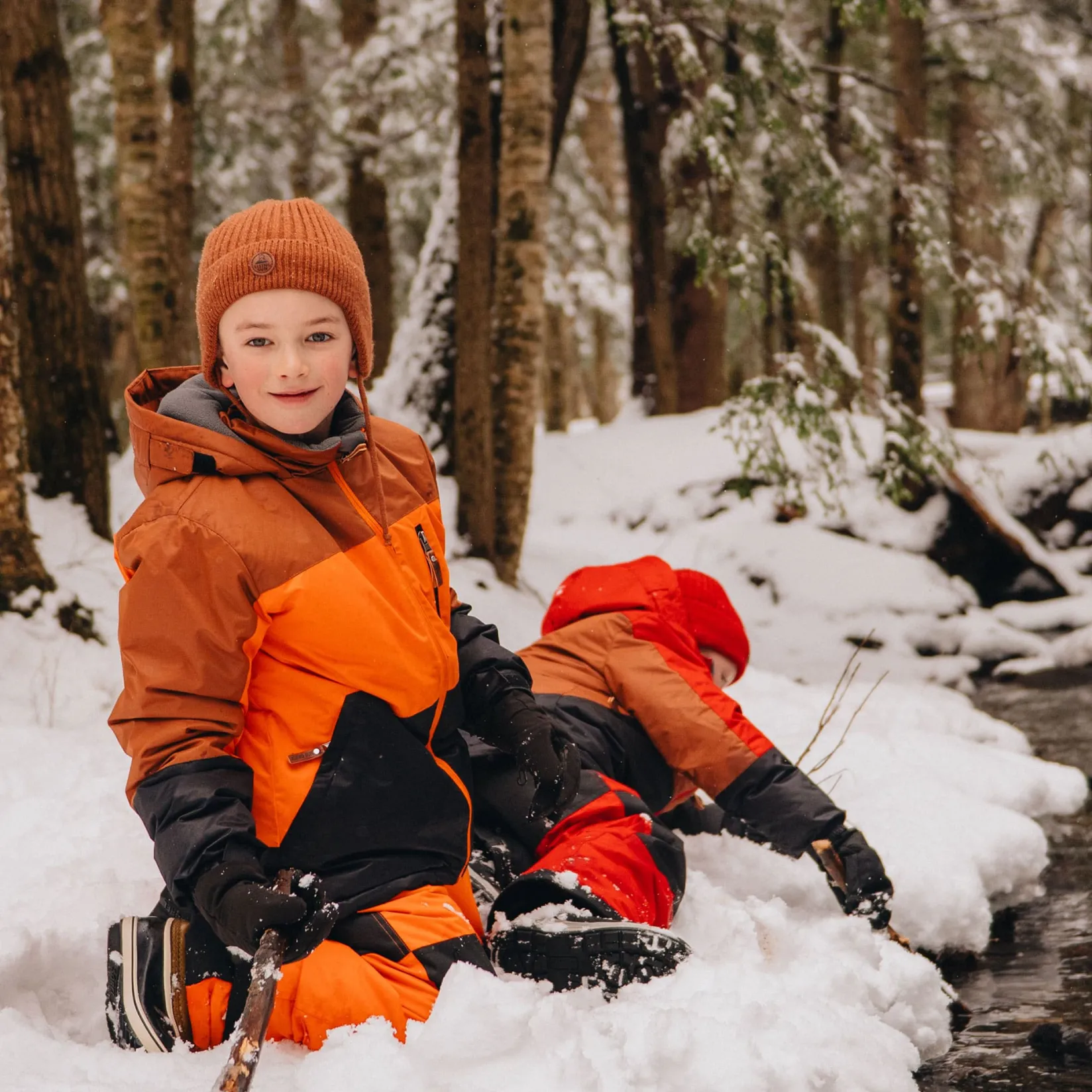 Outerwear|Snowsuits>Rising Sun Mocha Colorbock Snowsuit 4-14 Brown