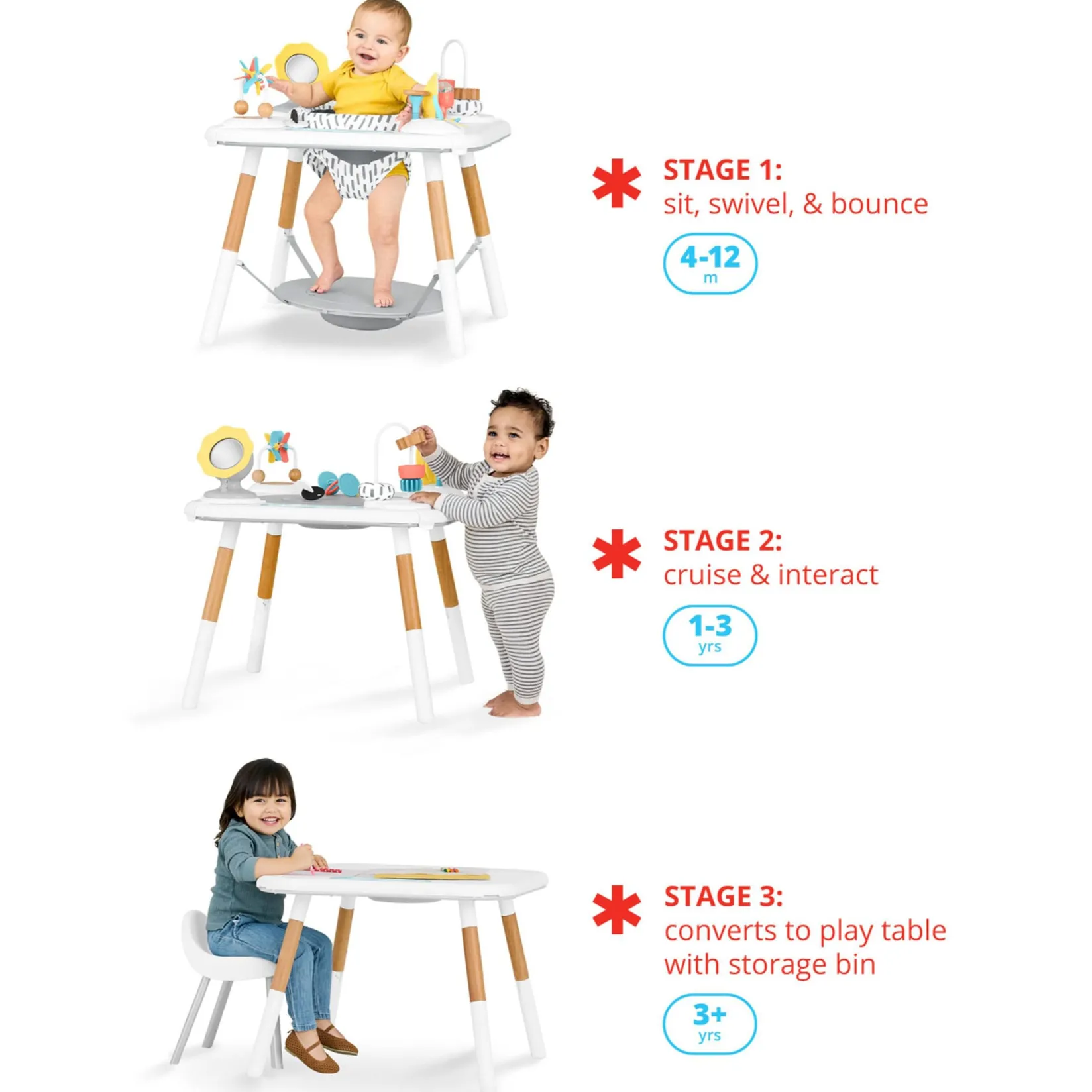 Clearance Montessori-Inspired 3-Stage Activity Center & Play Table Developmental Toys|Activity Centers & Walkers