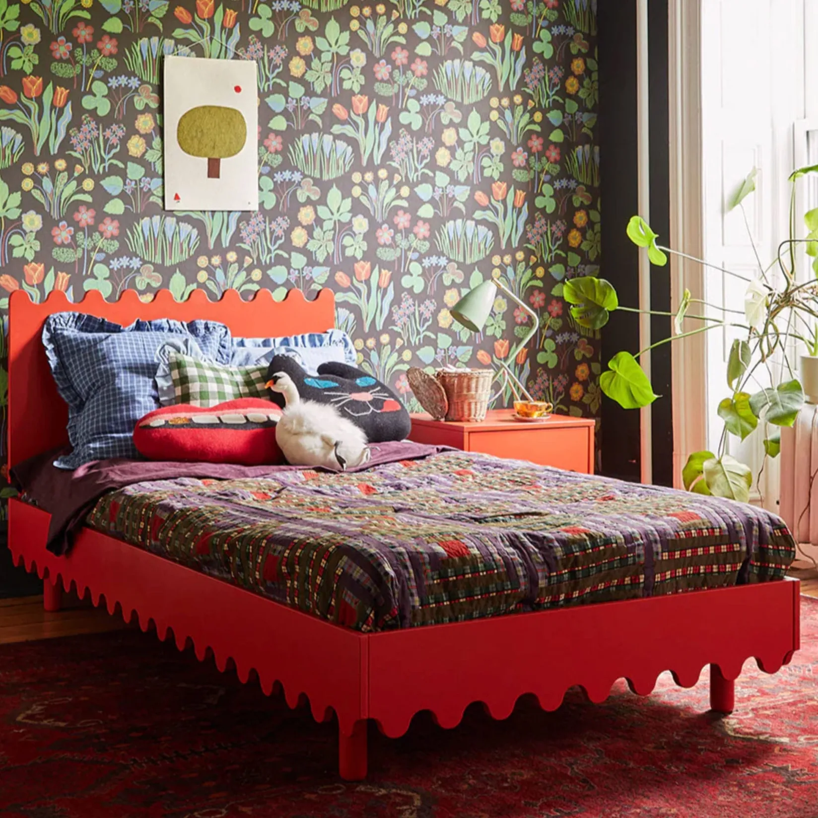Twin, Full & Queen Beds>Oeuf Moss Twin Bed - Red