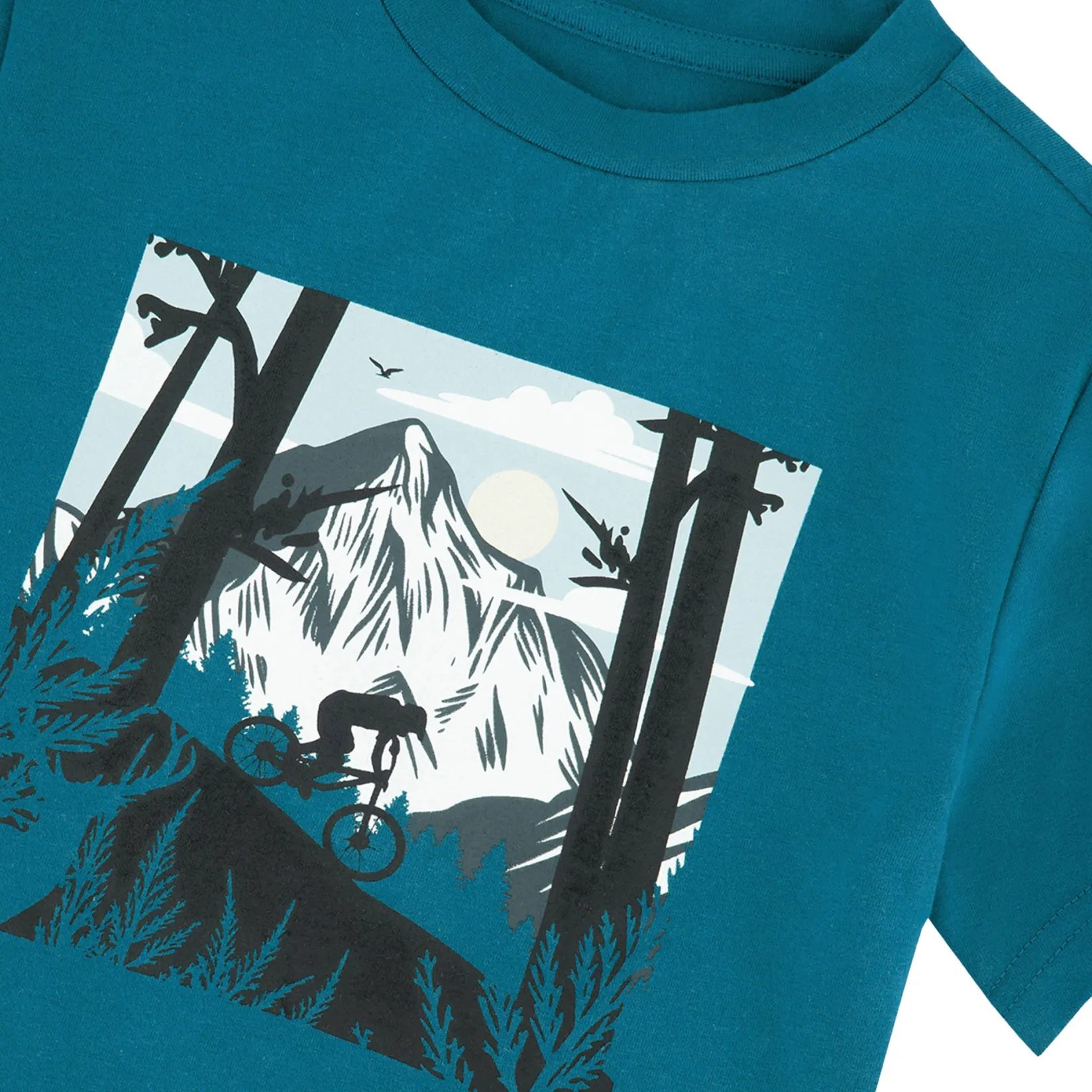 Tops>Deux par Deux Mountain Boys T-shirt 3-6 Teal