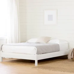 Munich Double Platform Bed on Legs - Pure White Twin, Full & Queen Beds