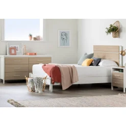 Munich Double Platform Bed on Legs - Pure White Twin, Full & Queen Beds