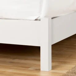 Munich Double Platform Bed on Legs - Pure White Twin, Full & Queen Beds