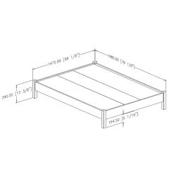 Munich Double Platform Bed on Legs - Pure White Twin, Full & Queen Beds