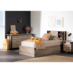 Online Munich Twin Mates Bed - Weathered Oak Twin, Full & Queen Beds