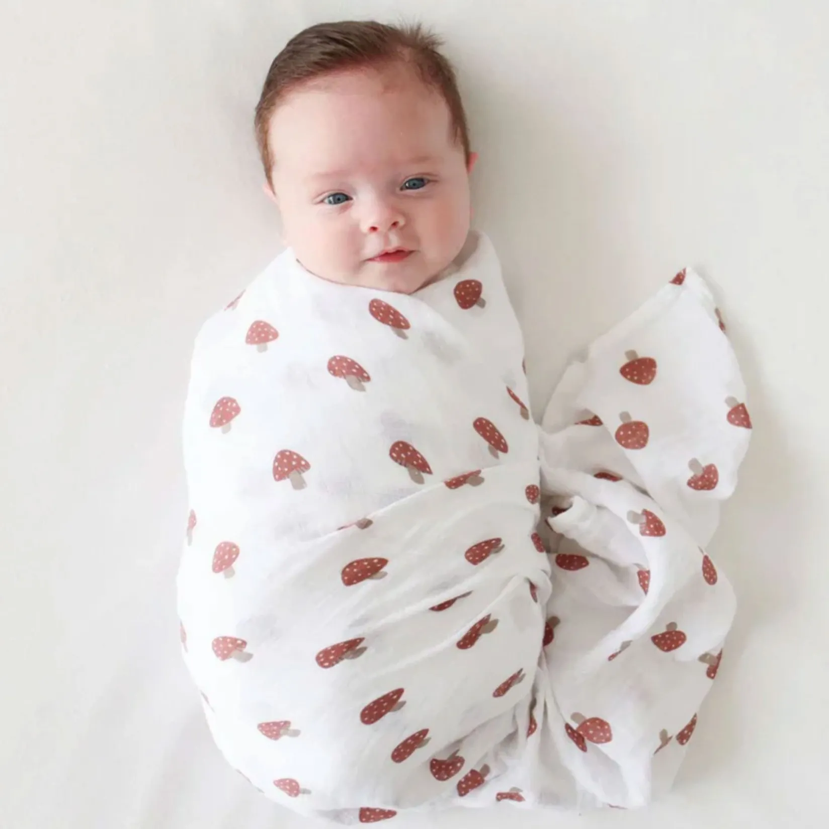Blankets|Blankets>Lulujo Mushroom-cotton Muslin Swaddl