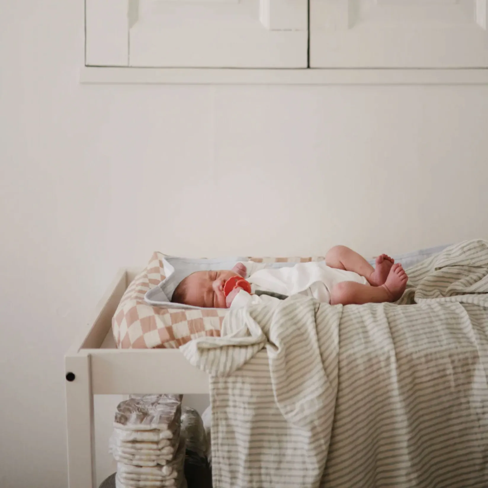 Changing Tables|Changing Pad Covers>Mushie Muslin Changing Pad Cover - Natural Check