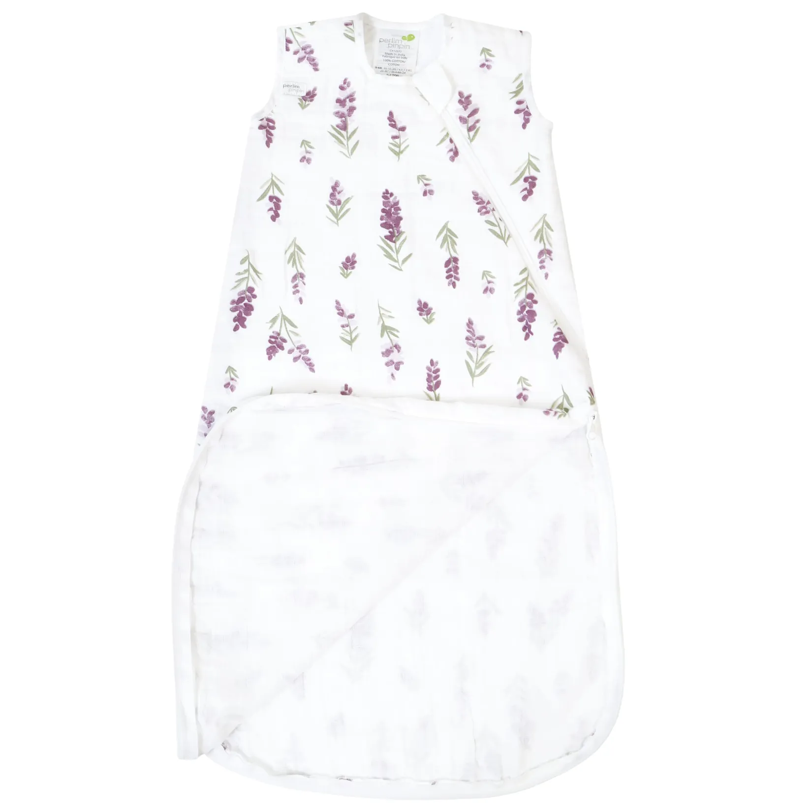 Sleep Bags|Pyjamas>Perlimpinpin Muslin Sleep Bag 0-36 months - Lavender White