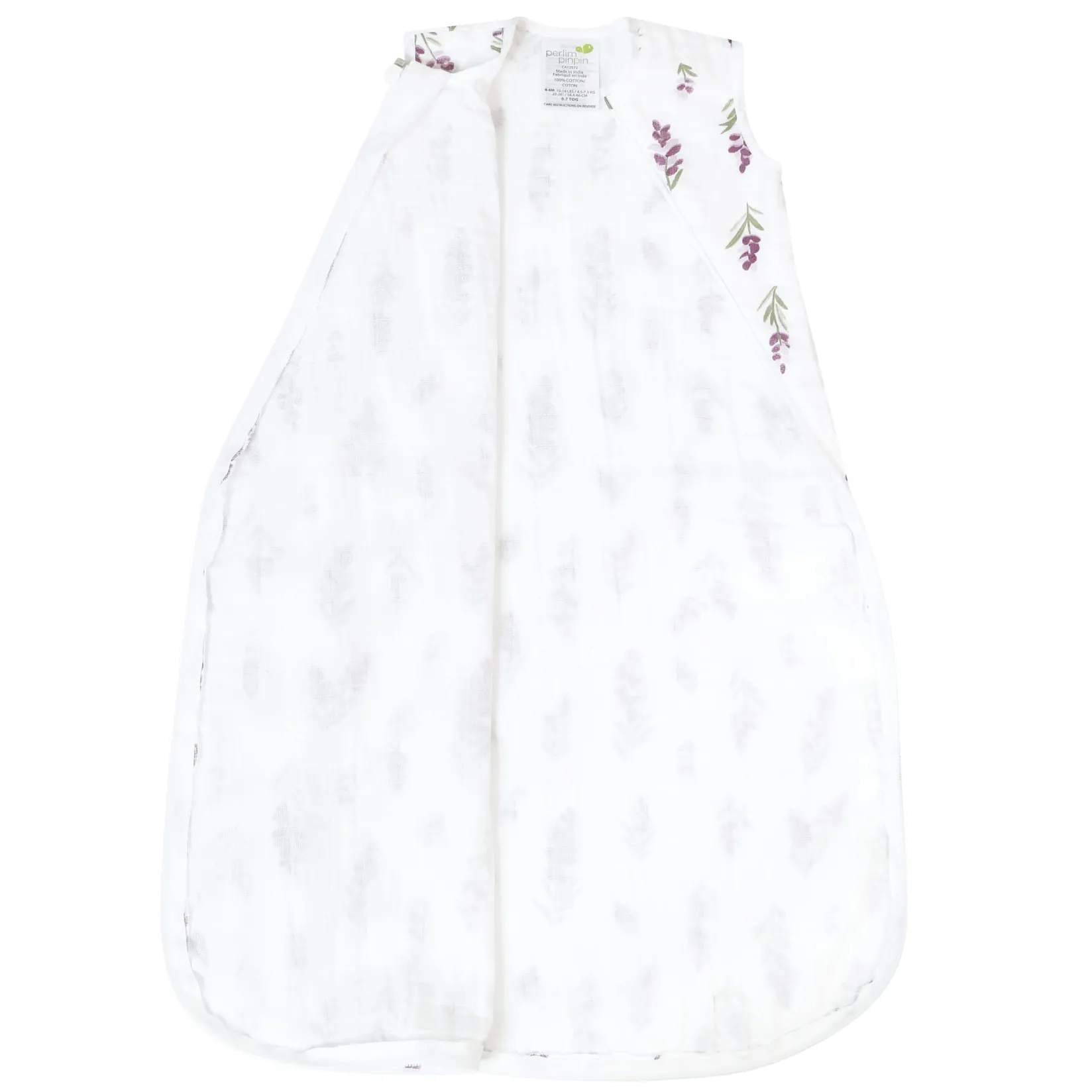 Sleep Bags|Pyjamas>Perlimpinpin Muslin Sleep Bag 0-36 months - Lavender White