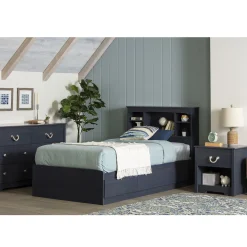 Outlet Navali Twin Bookcase Headboard - Blueberry Twin, Full & Queen Beds