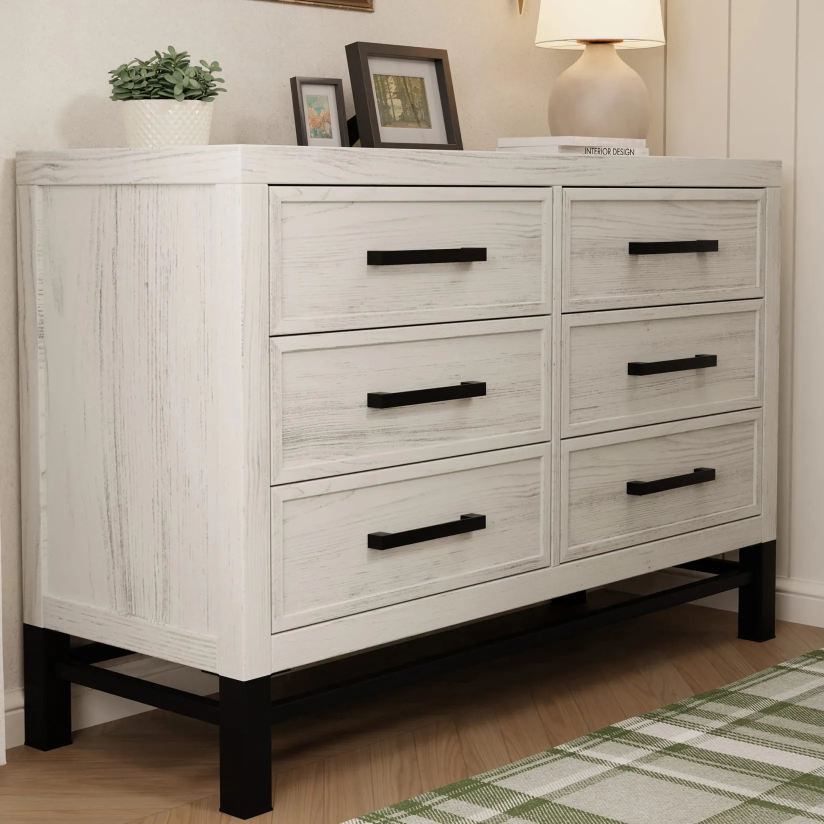 Storage Furniture>Franklin et Ben Newbern 6-Drawer Assembled Dresser - White Driftwood