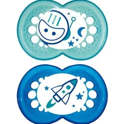 Pacifiers & Clips|Pacifiers & Clips>Mam Baby Night Orthodontic Pacifier 6m+ (2) - Blue Glow in the Dark