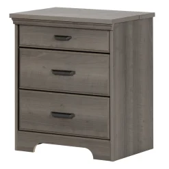 Nightstands>South Shore Nightstand Charging Station - Versa Gray Maple