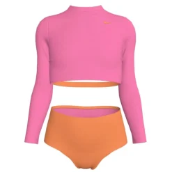 Swimsuits>Nike Color Block Swimsuit 8-16y Pink