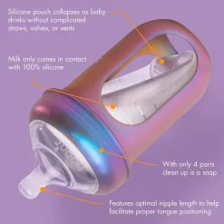 Hot Nursh Silicone Bottle 8oz (3) - Metallic Colors Bottles & Nipples|Breastfeeding